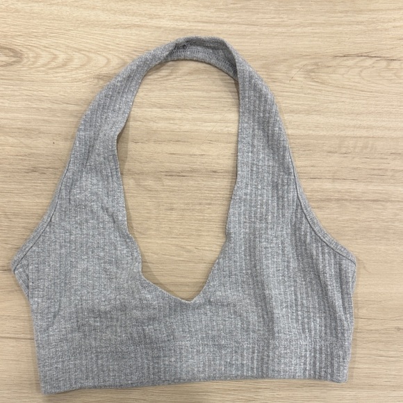 Missguided Gray Ribbed Halter Tank Top - Picture 4 of 4